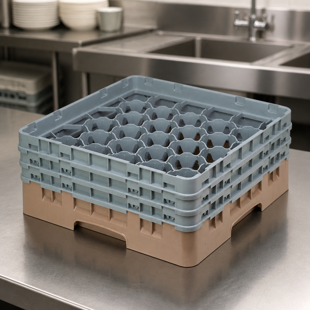Commercial Glass Rack 30 Compartments Max Height 174mm Beige