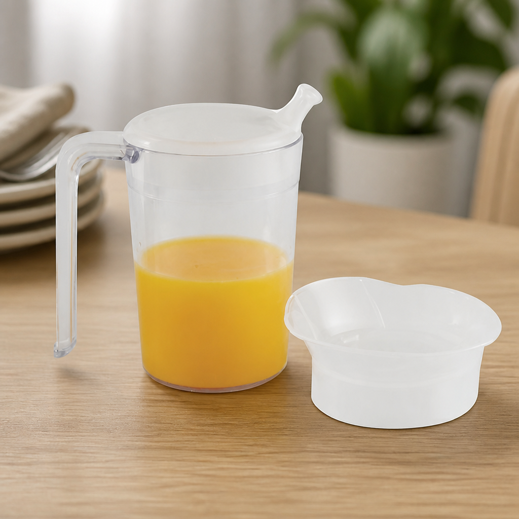 300ml Clear Plastic Drinking Cup with Handle and Lids