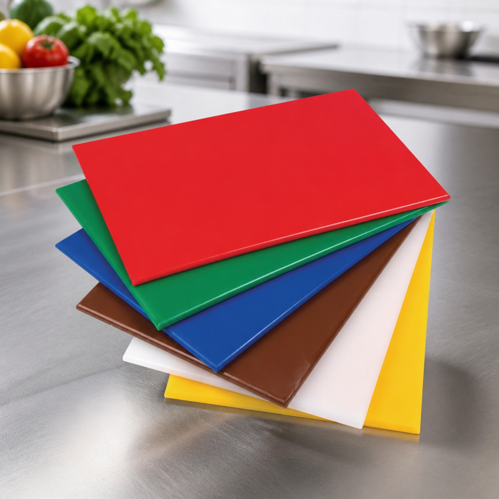 Commercial High Density Chopping Board Set with Rack 455x305mm