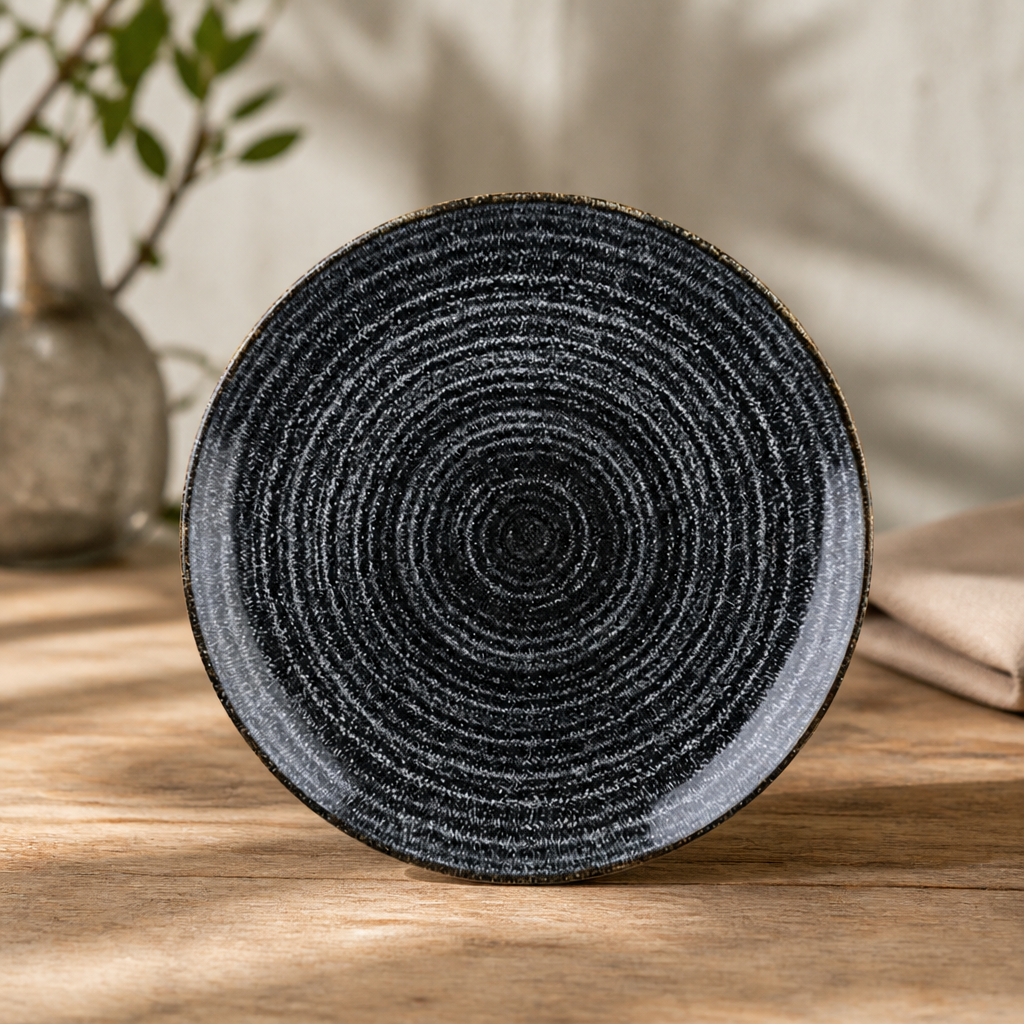 Commercial Coupe Plates 217mm Charcoal Black - 12 Pack
