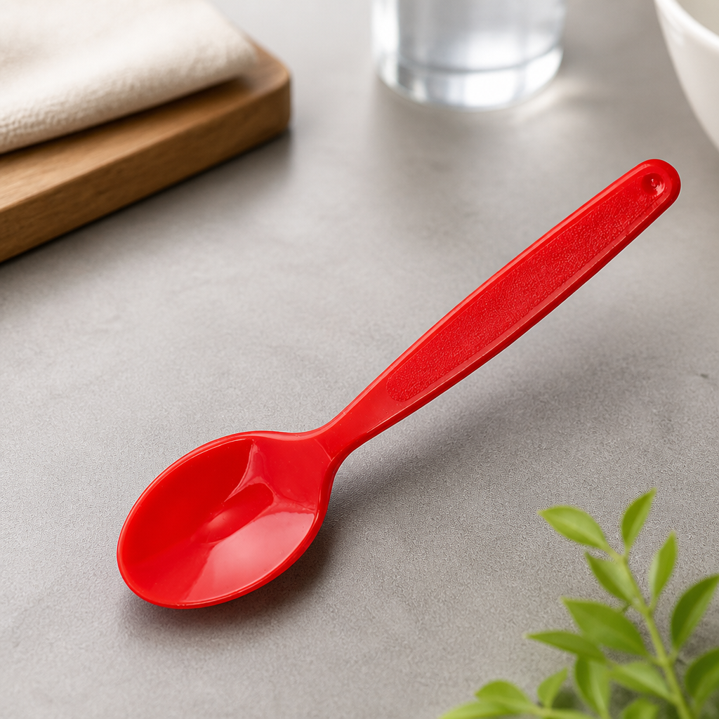 Commercial Polypropylene Spoons Red 12 Pack Dishwasher Safe