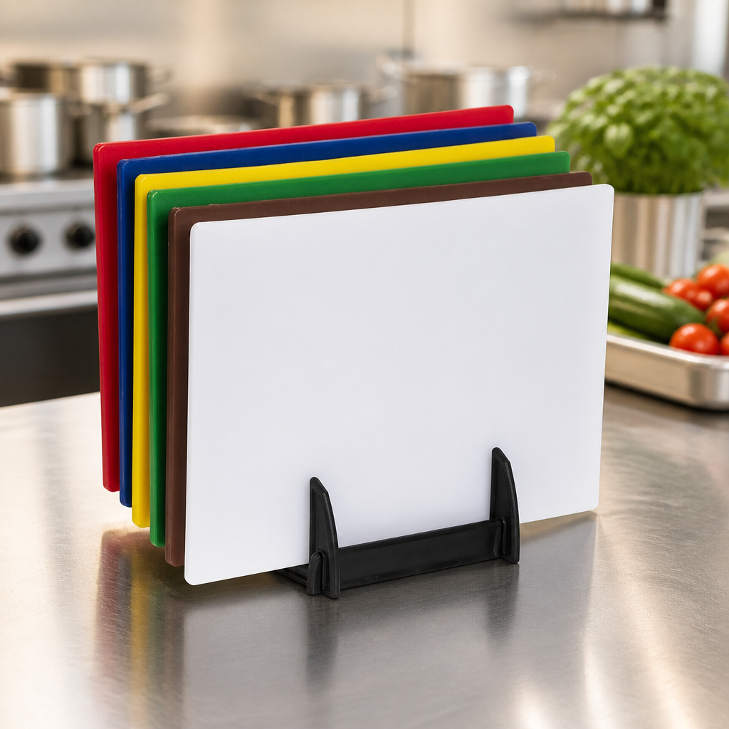 Low Density 6-Piece Chopping Board Set with Rack 450x300mm