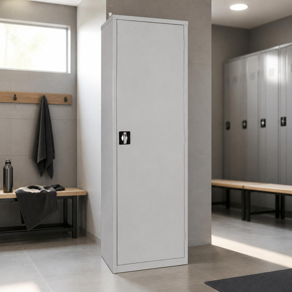 Commercial Lockable Cupboard with 3 Adjustable Shelves Grey
