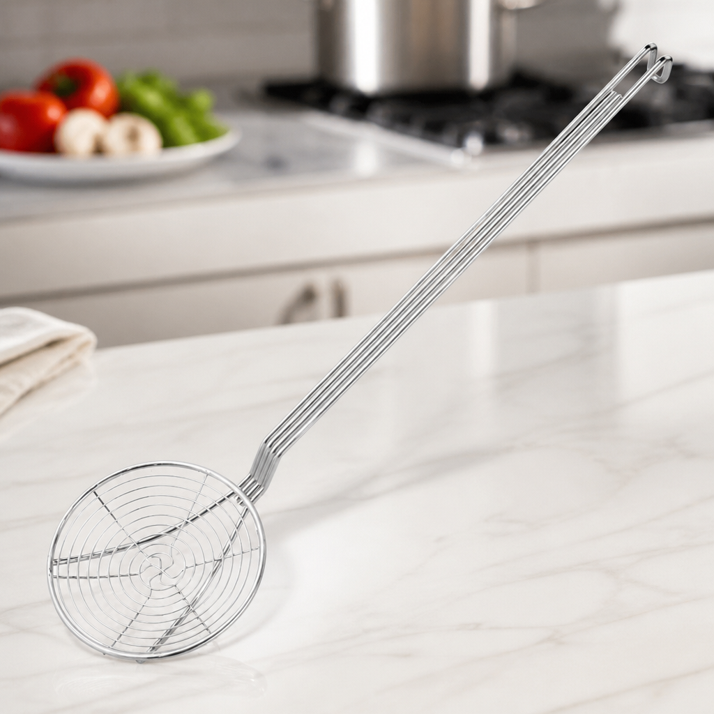 Commercial Stainless Steel Skimmer with Handle 6 Inch