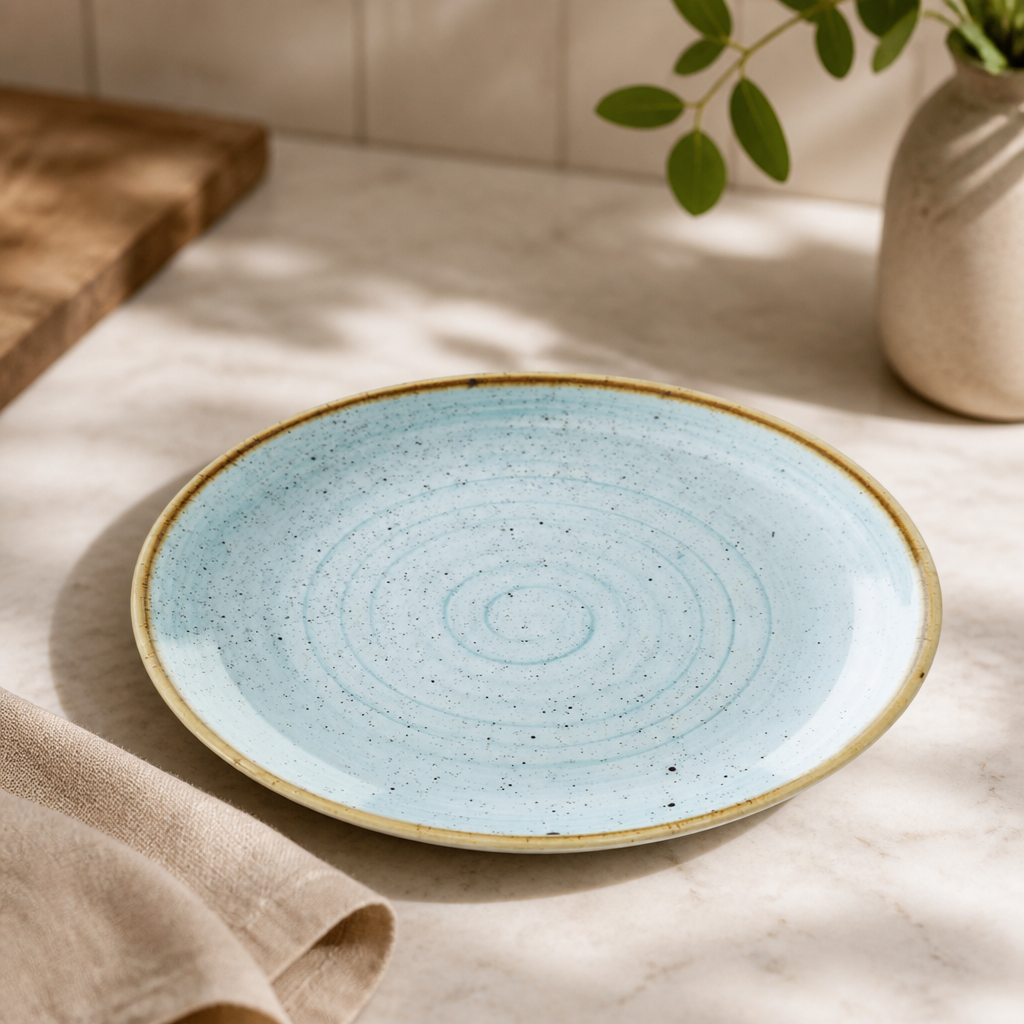 Commercial Round Coupe Plates Duck Egg Blue 217mm