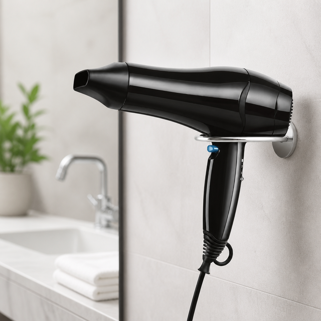 Commercial Wall-Mounted Hair Dryer 1800W with Nozzle and Bracket