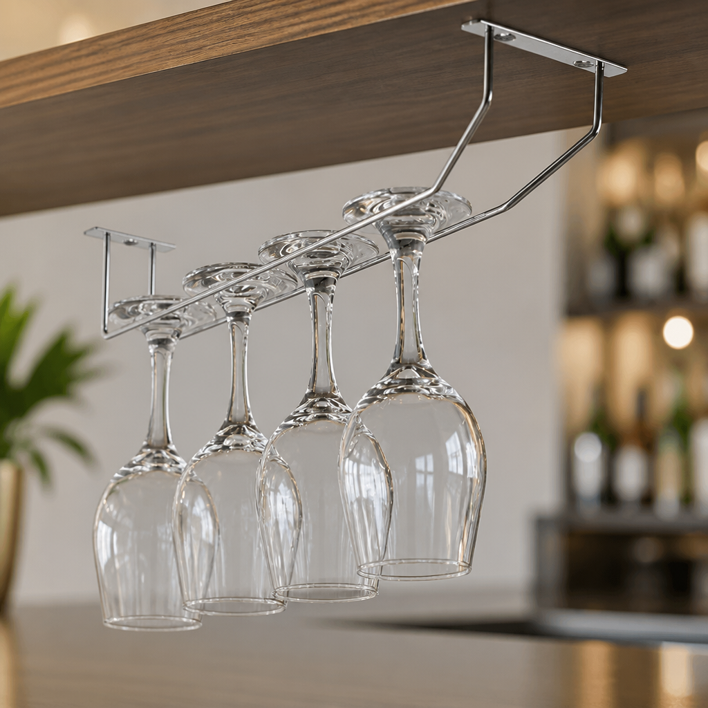 Commercial Wine Glass Rack 406mm Chrome Storage Solution