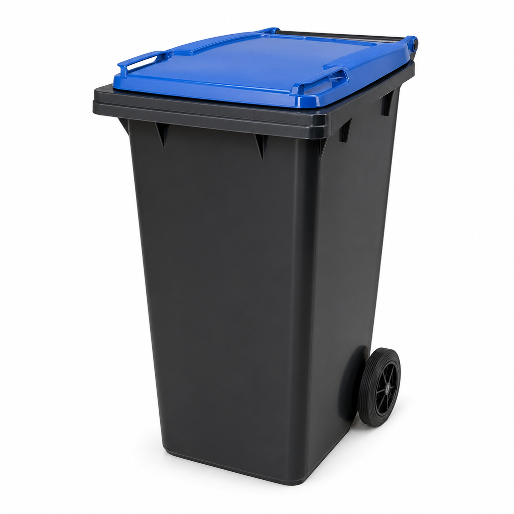 72L Mobile Plastic Bottle Skip with Coloured Lid