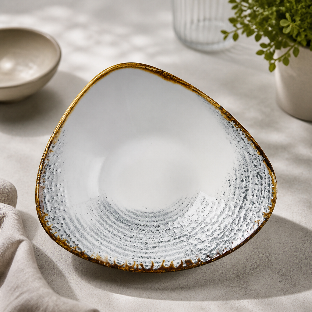 Commercial Grey Triangle Bowls 235mm - 12 Pack Super Vitrified