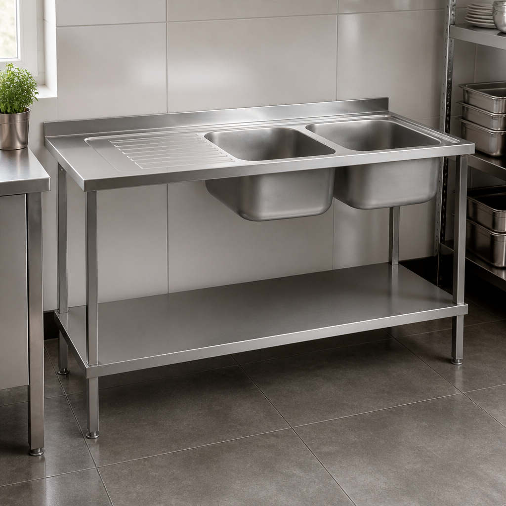 1500mm Commercial Stainless Steel Sink with Left Hand Drainer