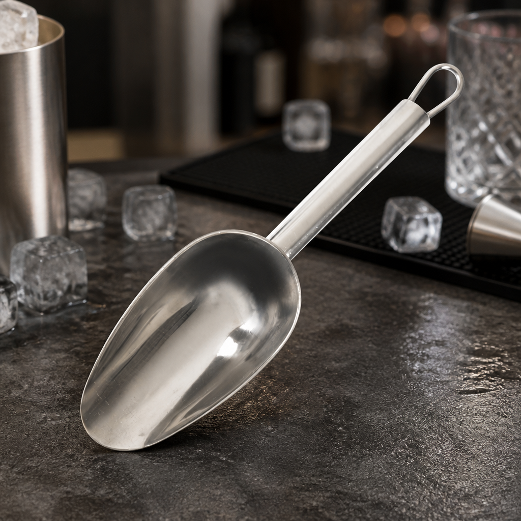 Commercial Ice Scoop 50ml Stainless Steel 203mm Durable Design