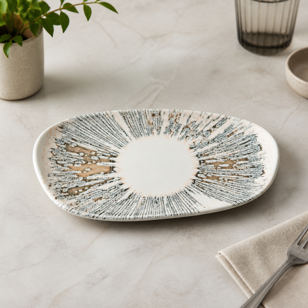 Commercial Ceramic Oblong Plates Pink Opal 260x150mm 12 Pack