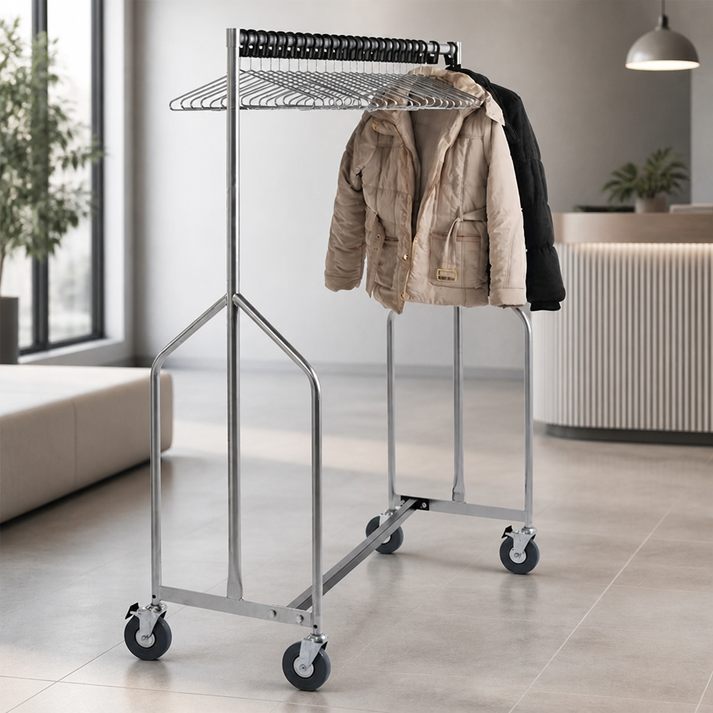 Heavy Duty Commercial Garment Rail With 25 Hangers 1670mm