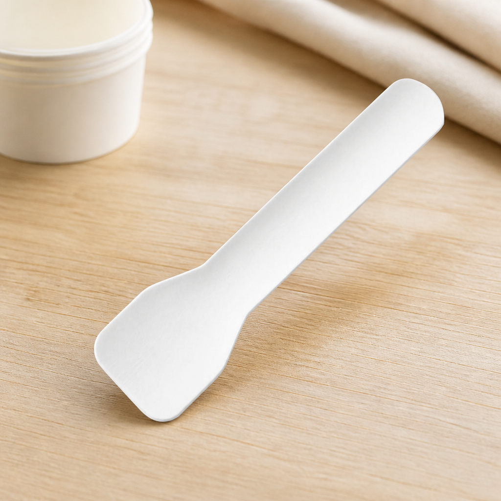 Compostable Paper Ice Cream Spoons 95mm 100 Pack Commercial Cutlery