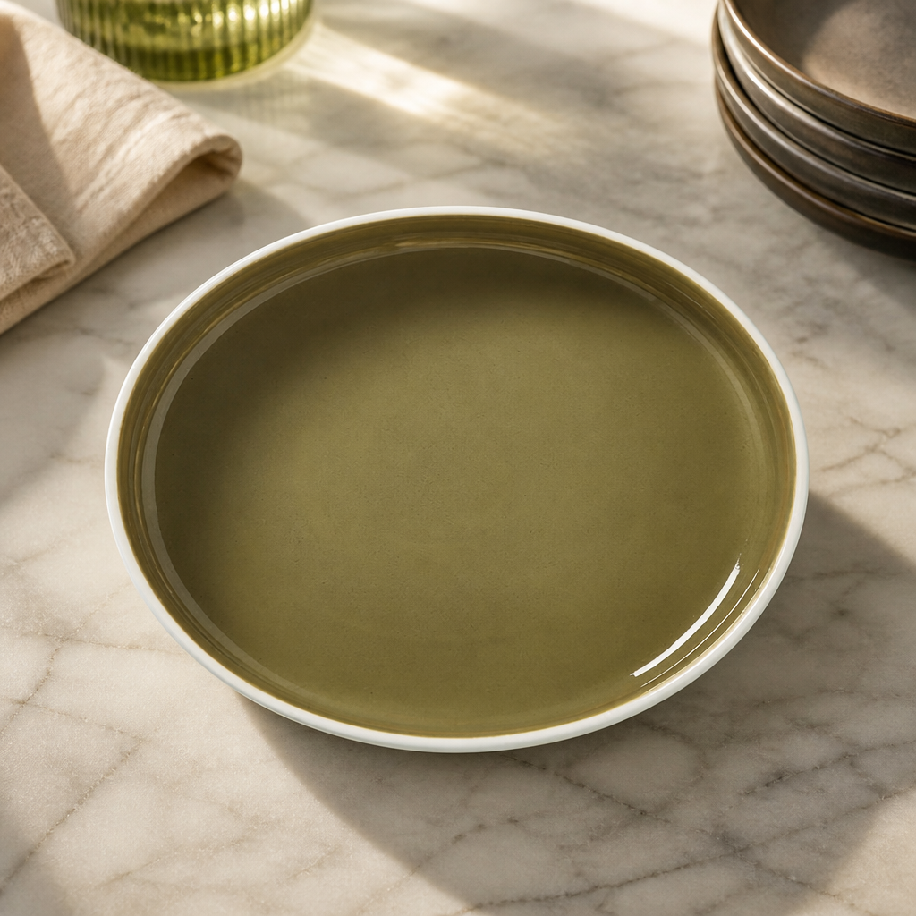 Commercial Round Stacking Trays 202.5mm Olive 12 Pack