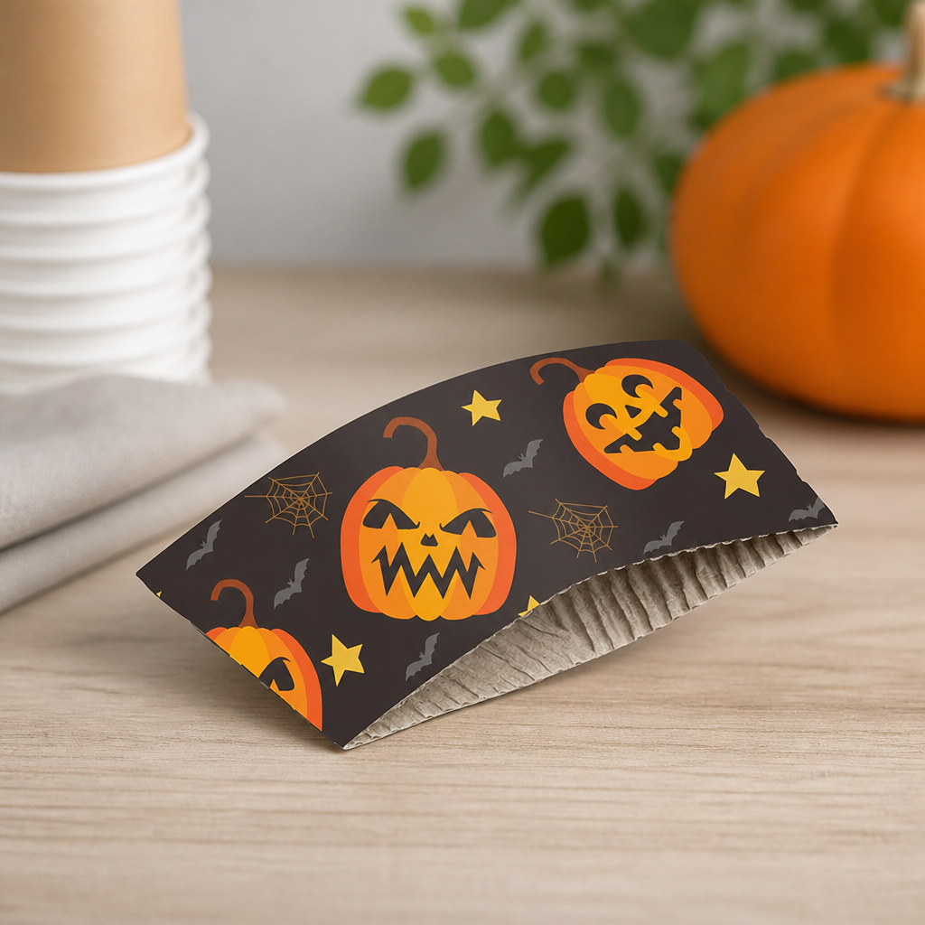 Disposable Halloween Cup Sleeves for 12oz Hot Cups 100 Pack
