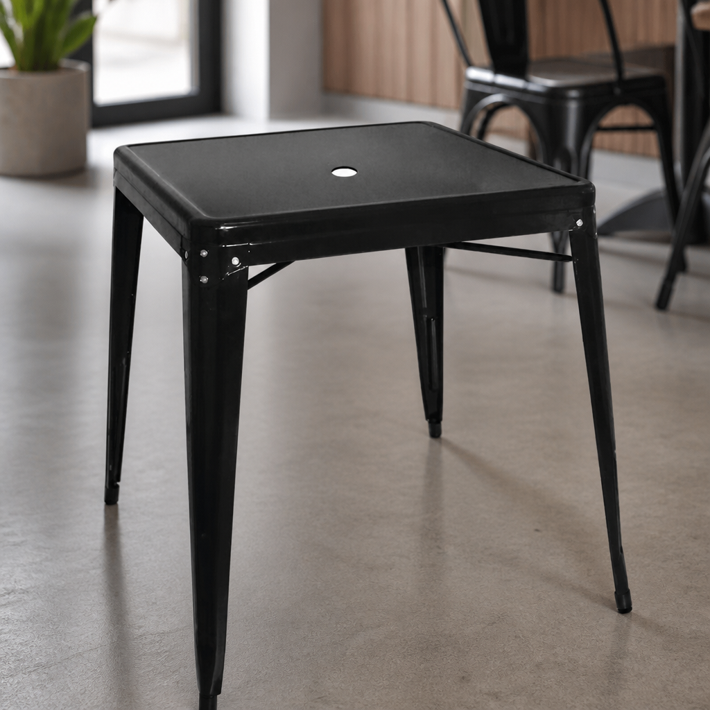 Commercial Outdoor Stackable Bistro Steel Square Table 668mm