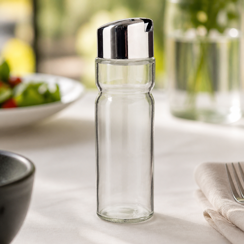 Commercial Oil and Vinegar Cruet Stainless Steel and Glass 158mm