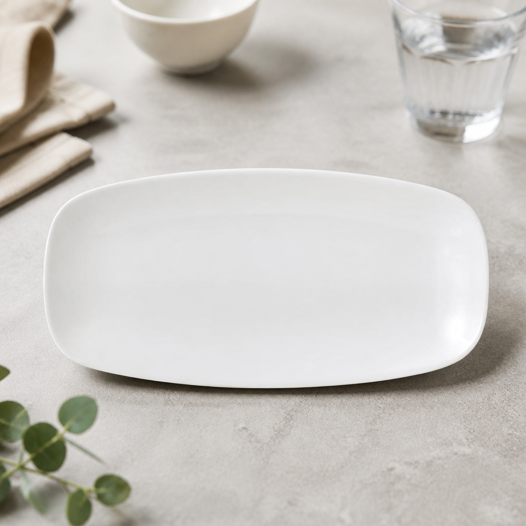 Commercial Oblong Plates 298x153mm Vellum 12 Pack
