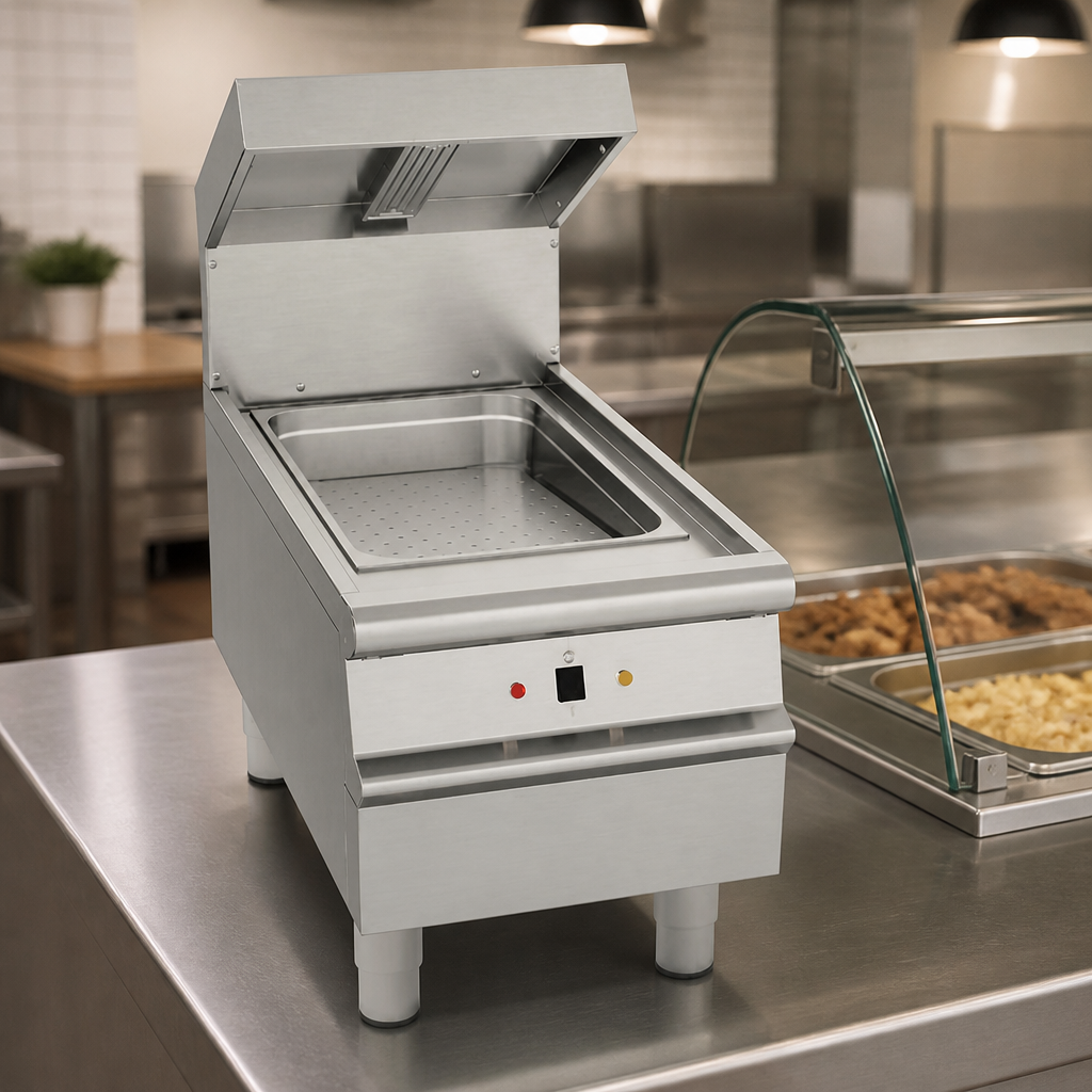 Commercial Chip Scuttle 1/1 Gastronorm Capacity with Heat Lamp
