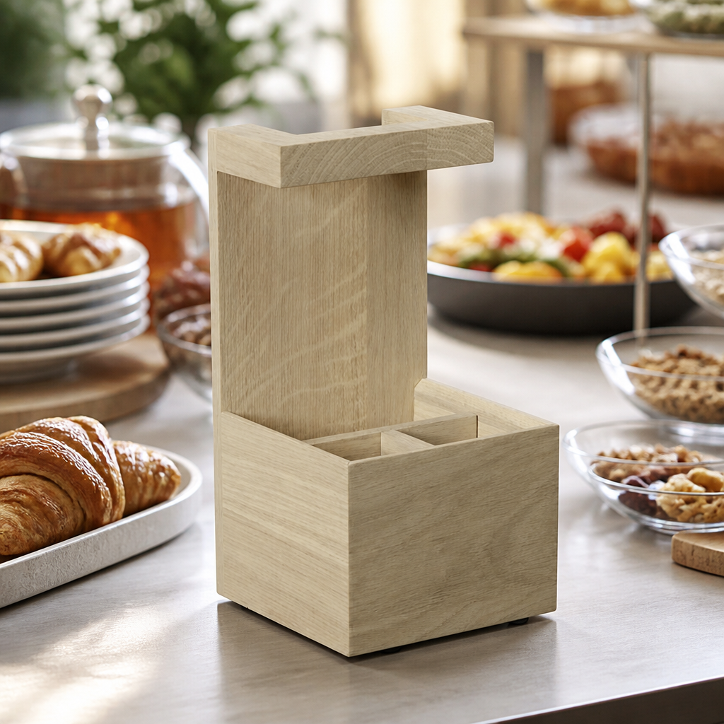 Commercial Condiment Holder Table Caddy 310mm Oak Finish