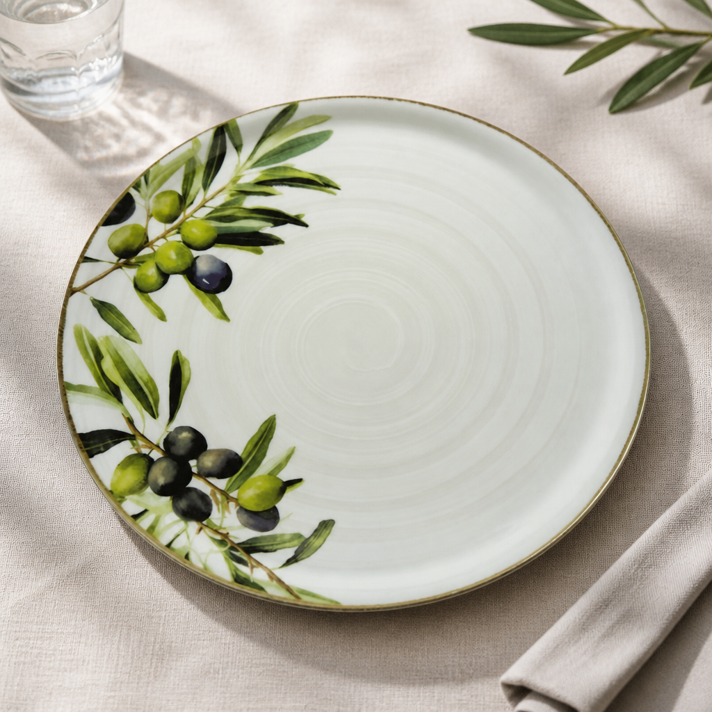 Commercial Pizza Plates 330mm Olive 6 Pack Ceramic Durable