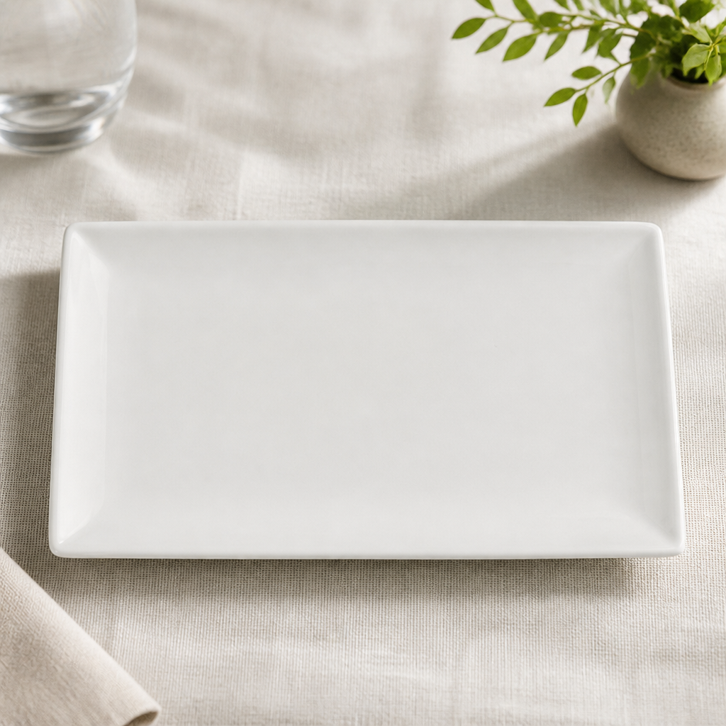 Commercial Porcelain Rectangle Plates 330mm - 6 Pack