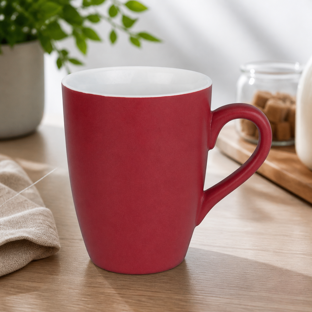 Commercial Pastel Red Mugs 340ml - 6 Pack for Hot Beverages