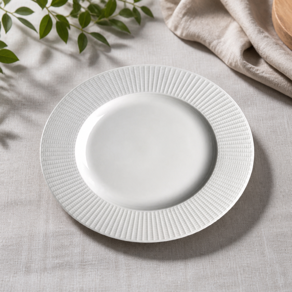 Commercial 255mm Mid Rim Plates - 24 Pack Durable Ceramic