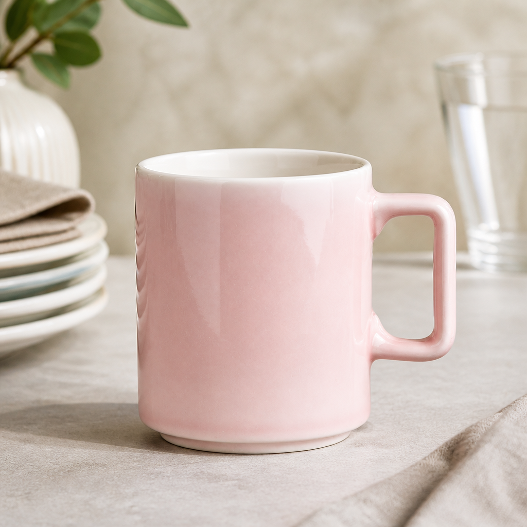 Commercial Tea Cups 230ml Pink Porcelain Set of 6