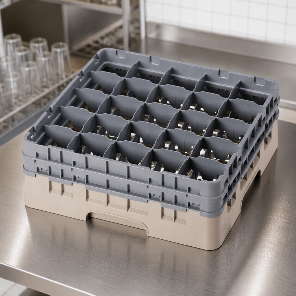 Commercial Glass Rack 25 Compartments Max Height 155mm