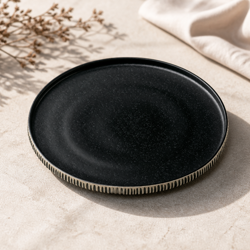 Commercial Stoneware Plates 210mm Black & 6 Pack