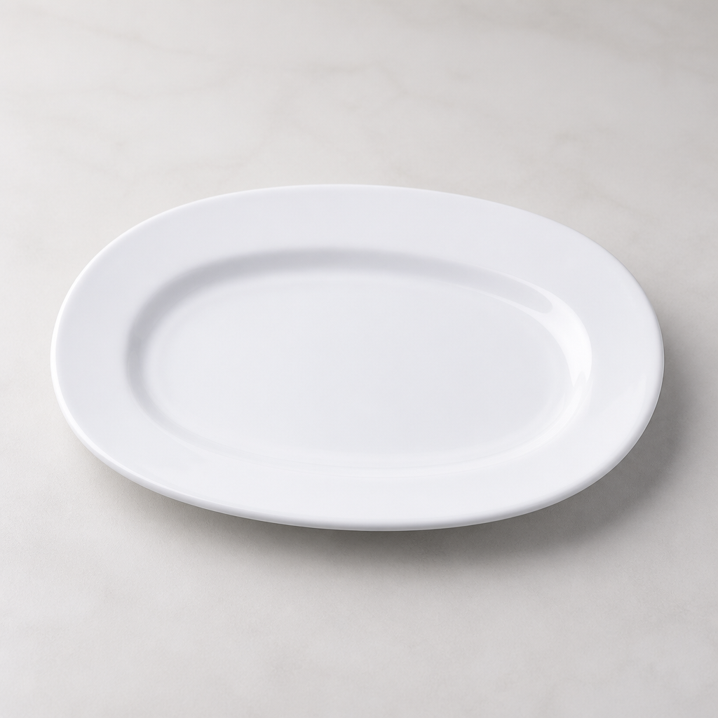 Commercial Rimmed Oval Dishes 330mm Fine China 6 Pack