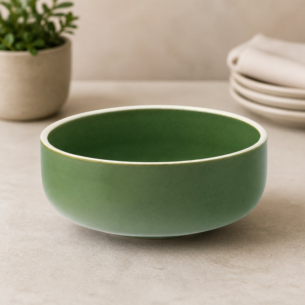 Commercial Vitrified Porcelain Bowls 145mm Forest Green 6 Pack