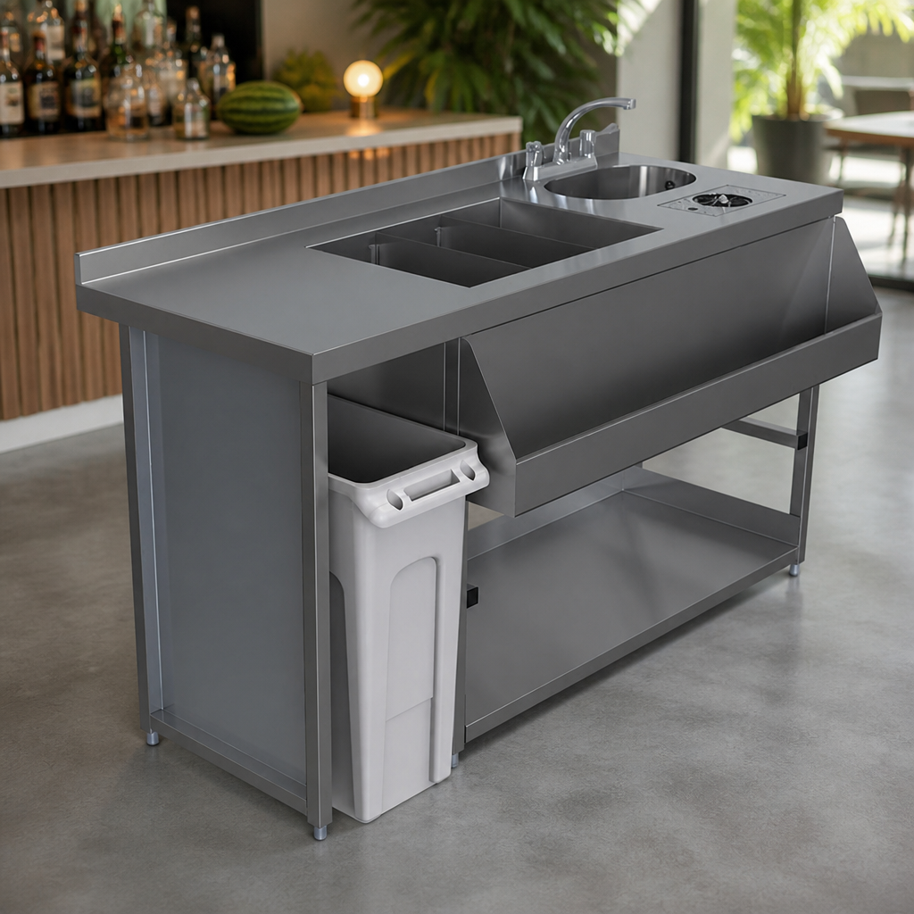 Modular Bar Cocktail Station 1500mm Stainless Steel Construction