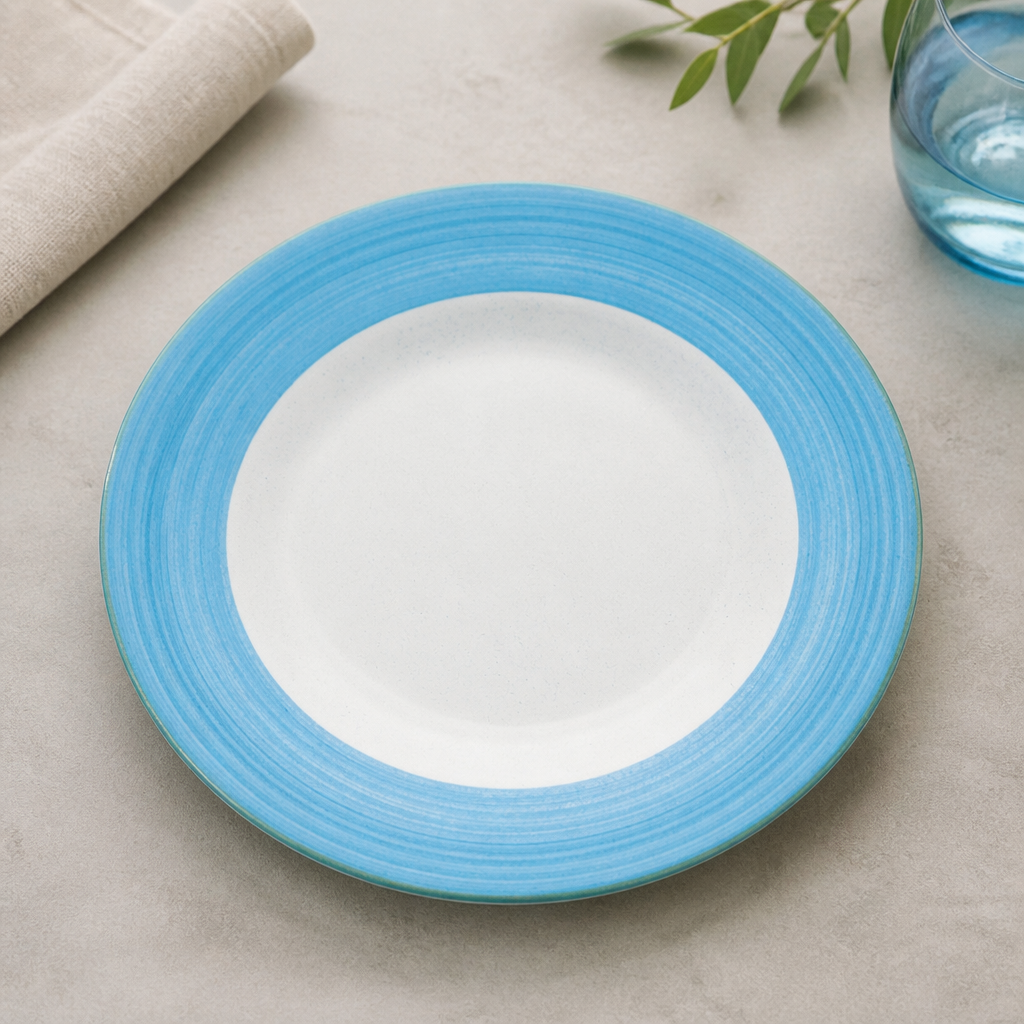 Commercial Blue Slimline Plates 255mm - 24 Pack Porcelain