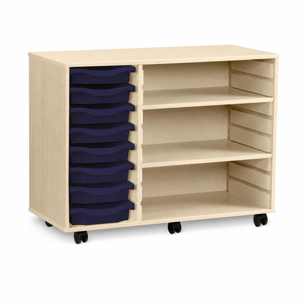 8 Tray Mobile Storage Unit with Shelves