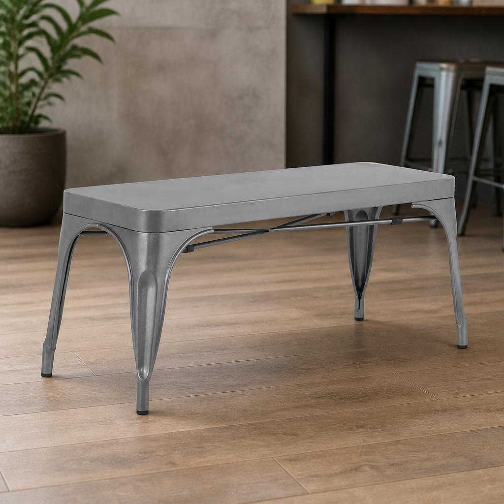 Commercial Metal Benches 1000mm Grey 2 Pack for Indoor Outdoor Use