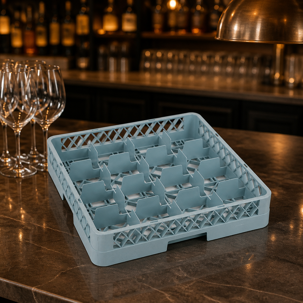 Commercial Glass Rack 16 Compartments for Warewashing Storage