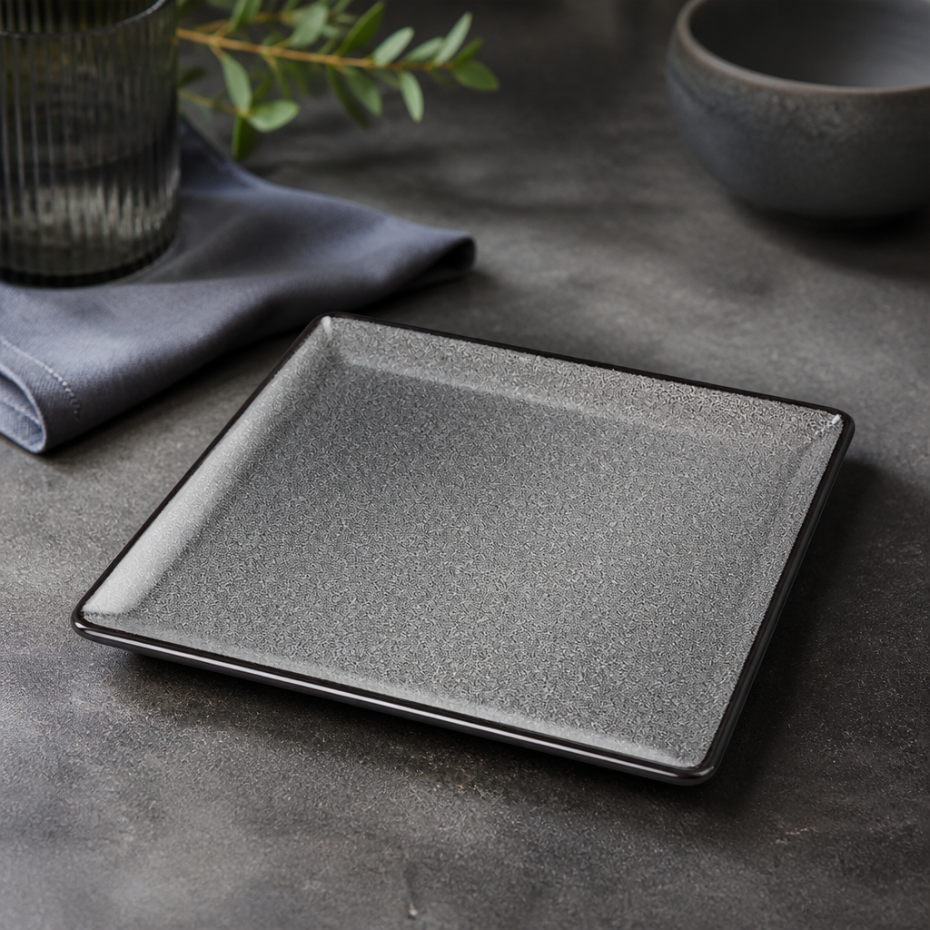 Commercial Mineral Square Plates 265mm Textured Finish 4 Pack