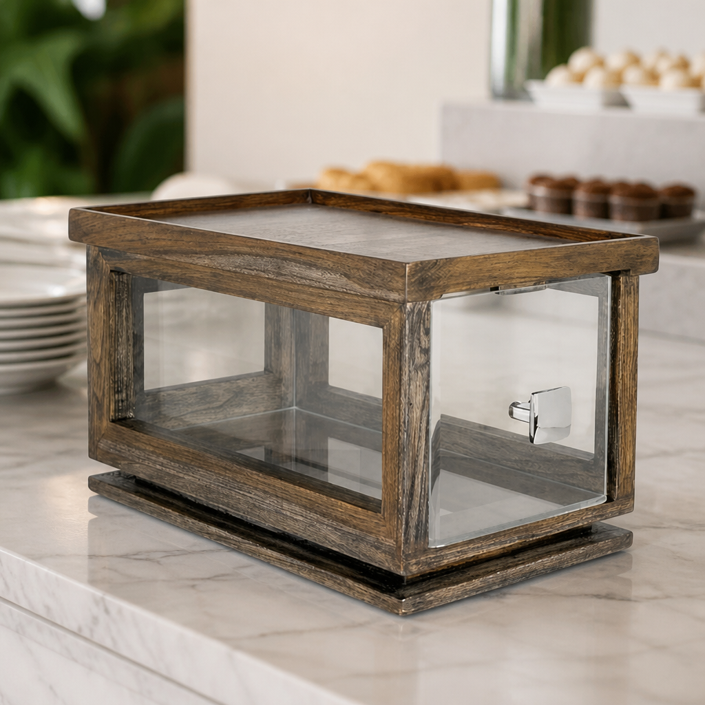 Stackable Bakery Box with Acrylic Drawer Ash Grey 203x216mm