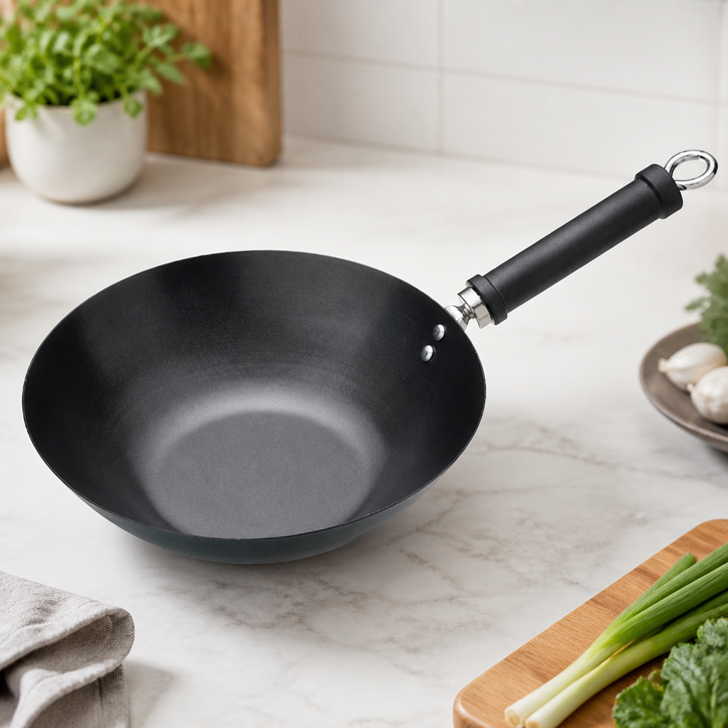 Commercial Non-Stick Flat Base Wok 305mm Induction Compatible
