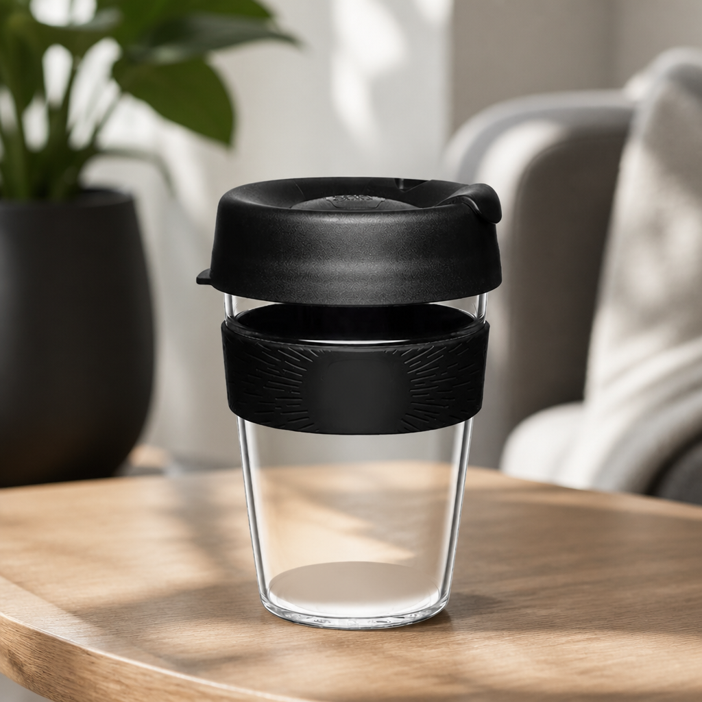 12oz Commercial Reusable Coffee Cup Black Eco-Friendly Design