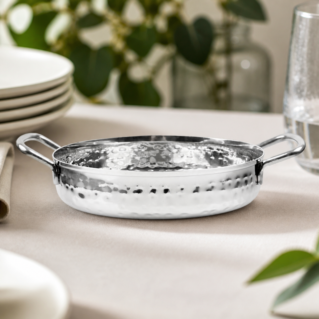 Hammered Stainless Steel Dish 150mm Commercial Serving Tray