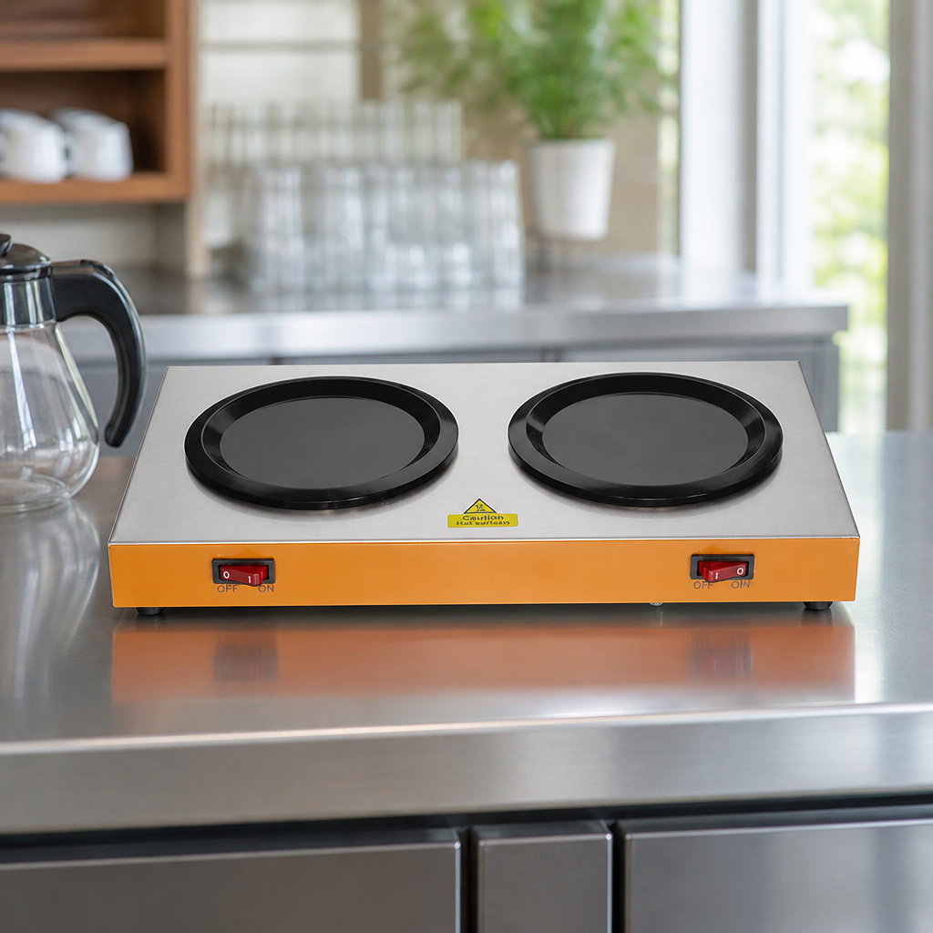 Commercial Twin Coffee Jug Hot Plate Electric 65mm High