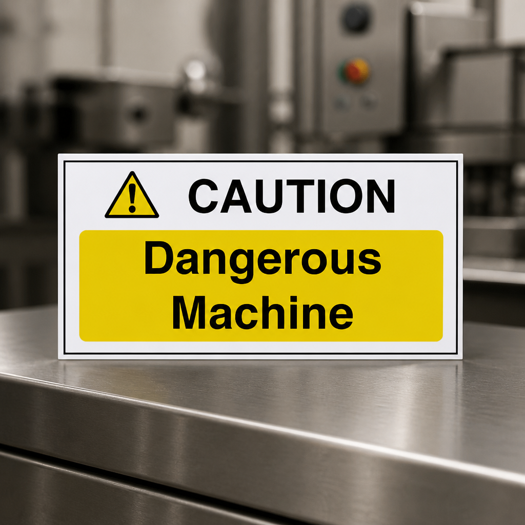 Caution Dangerous Machine Sign for Commercial Kitchen Safety