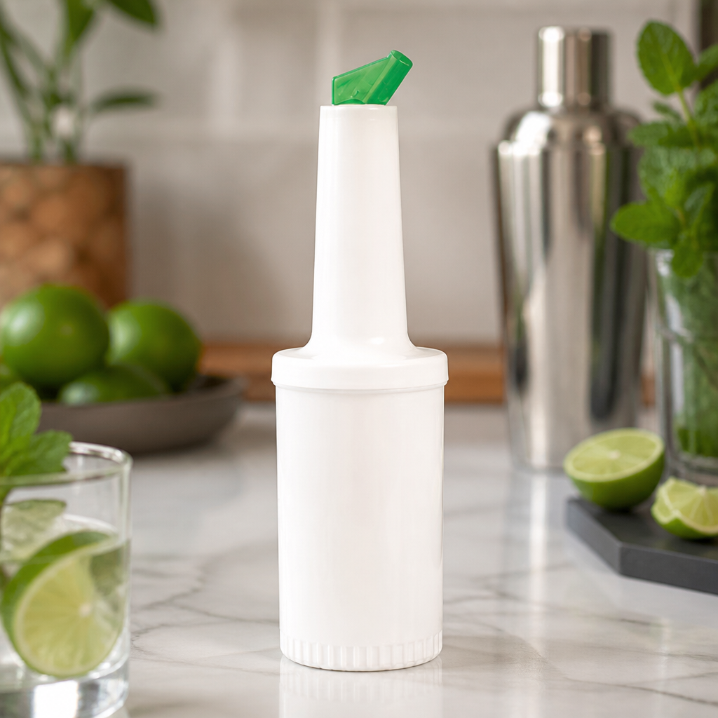 Commercial Juice Pourer with Green Lid - 1 Litre Capacity