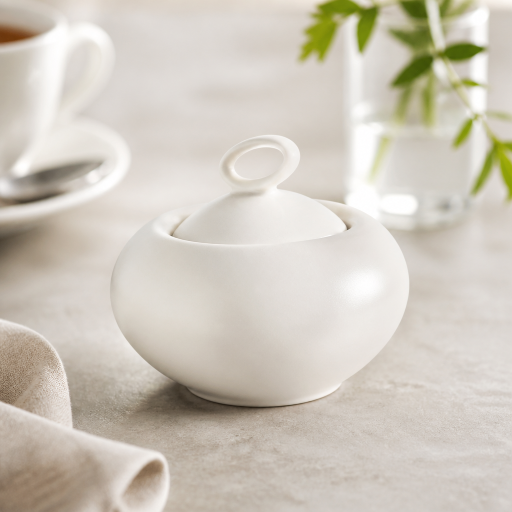 Commercial Sugar Bowl With Lid 200ml 7oz - 6 Pack