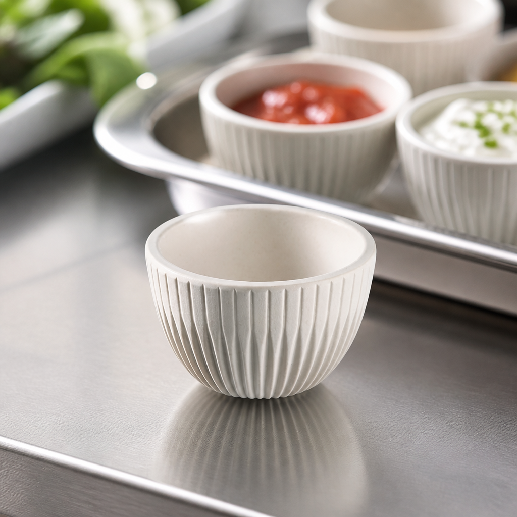 White melamine dip bowls 30ml 6 pack unbreakable