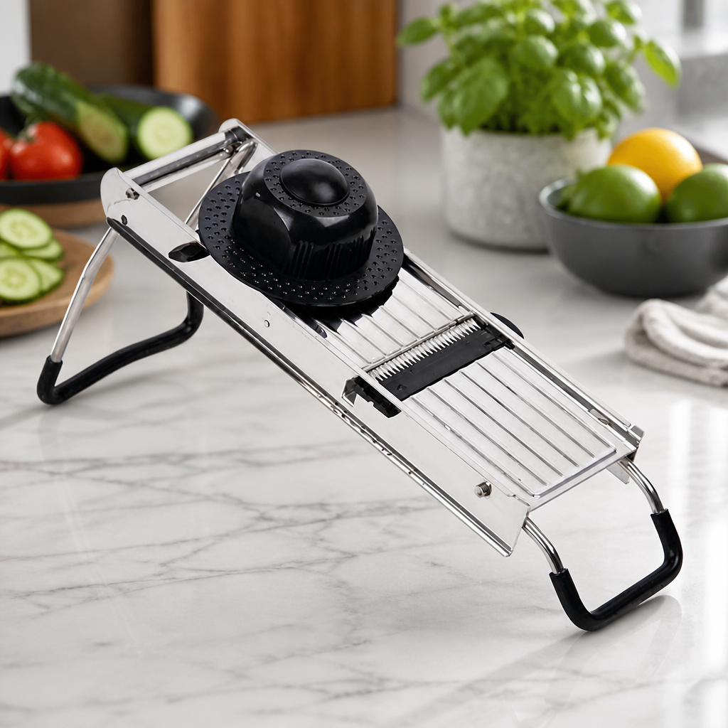 Commercial Stainless Steel Mandoline with Protective Pusher